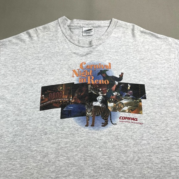 Vintage Technology T-Shirt Adult XL Gray Carnival Night In Reno Tiger Software - Picture 2 of 9